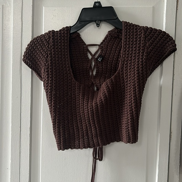 Brown crocheted, top and skirt set - Picture 2 of 6